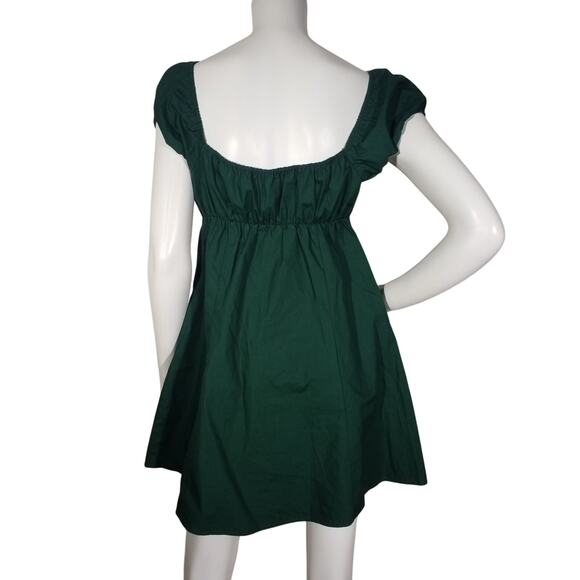 Wild Fable Womens Size Medium Game Day Puff Short Sleeve Mini Dress Green - Picture 4 of 7